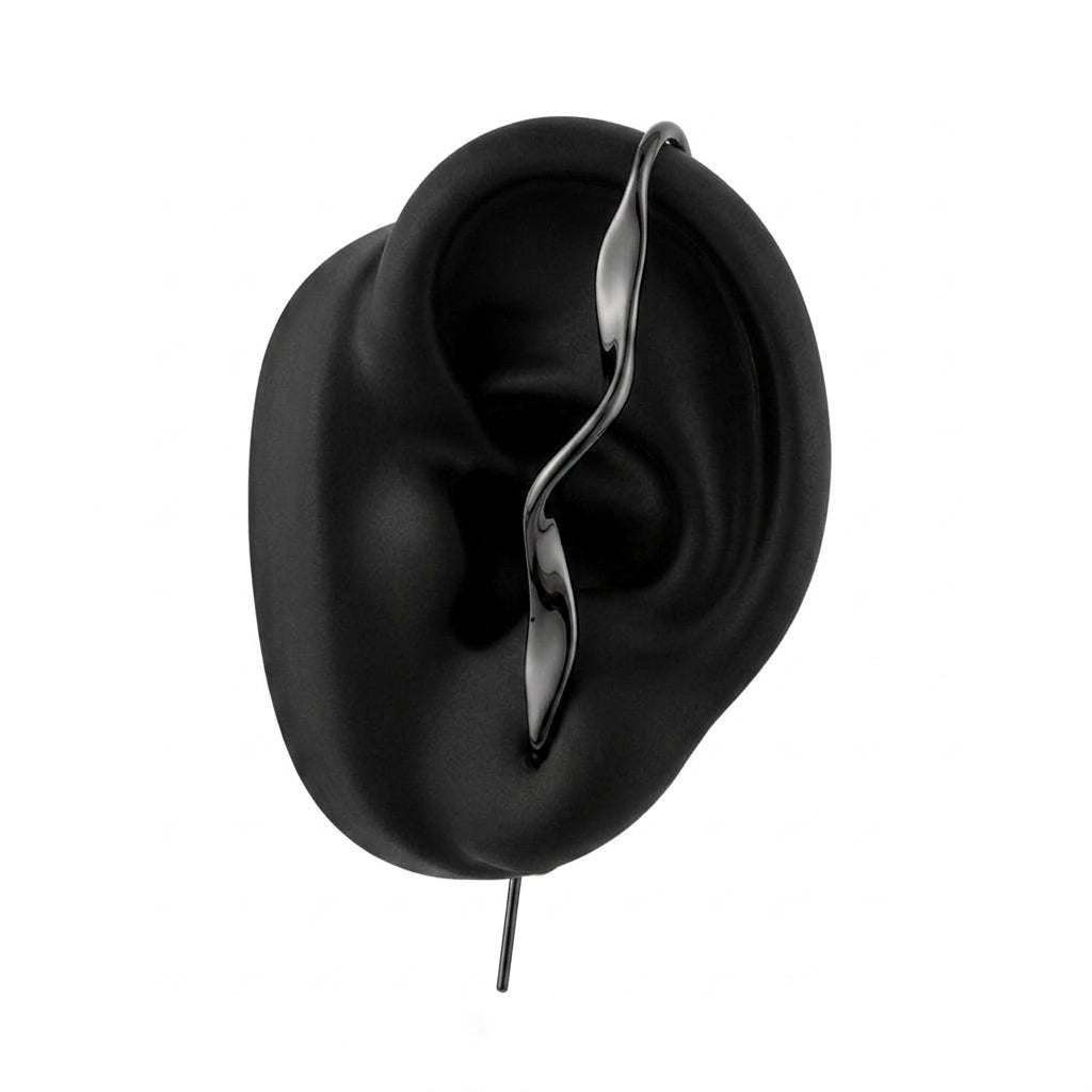 Twisted ear cuff in black on a black ear form