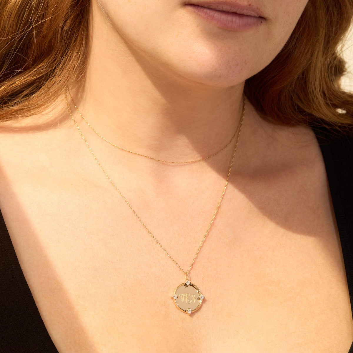 Avaline Angel Hair Diamond Gold Medallion