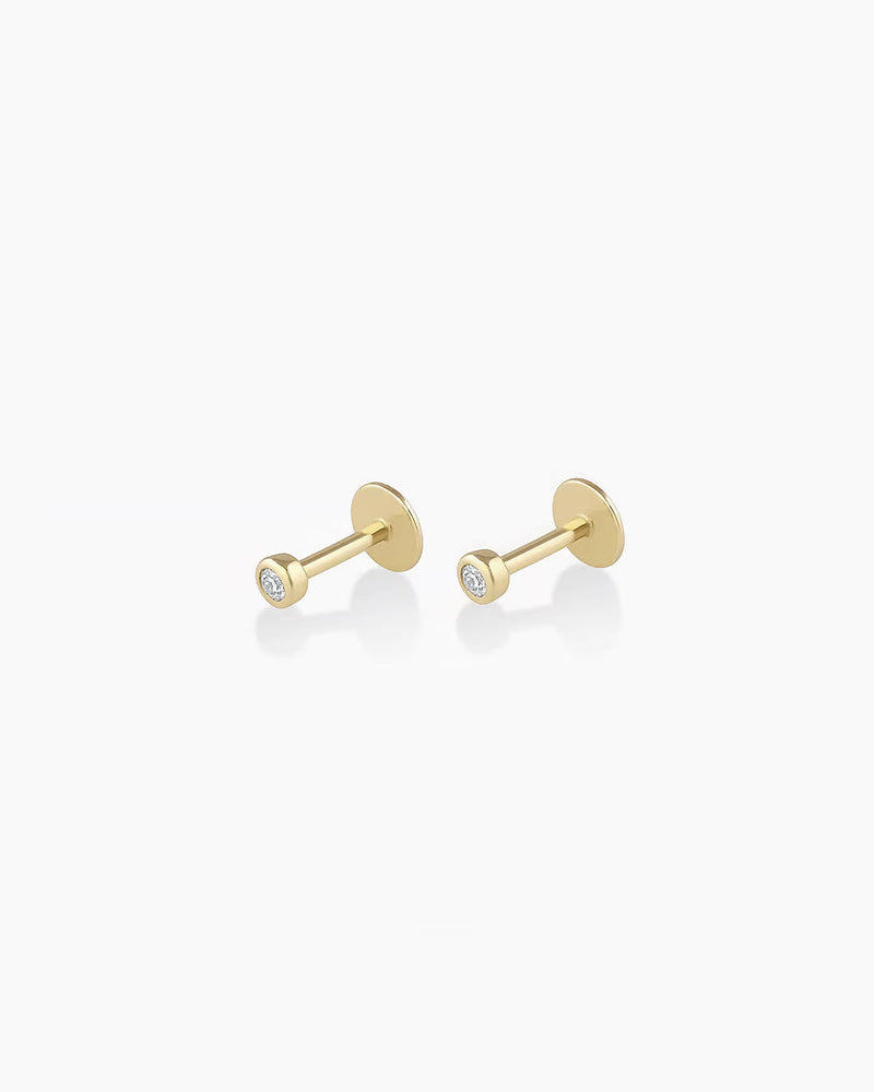 Avaline 14K Classic Diamond Flat Back Studs