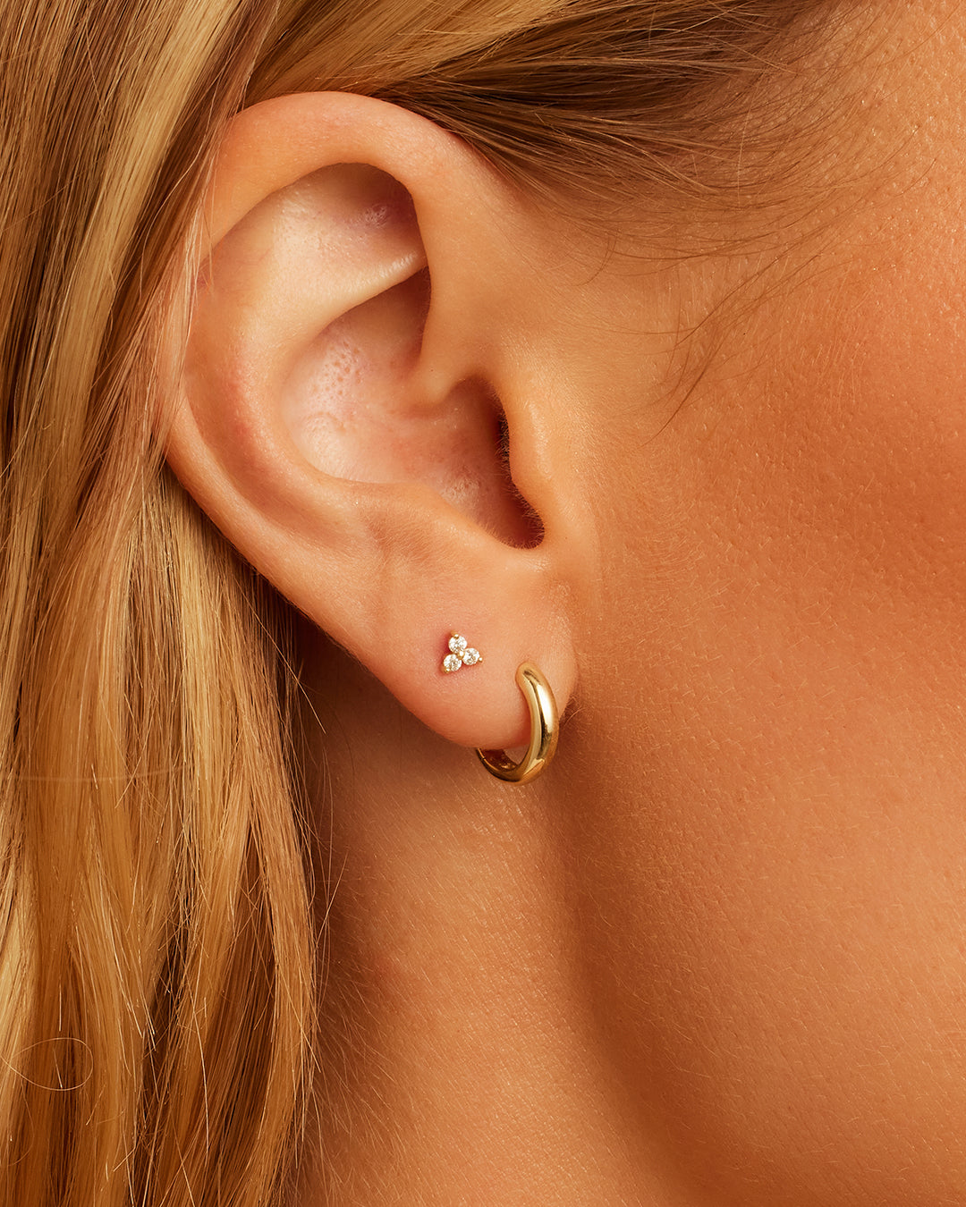 Avaline 14K Diamond Bali Flat Back Single Stud