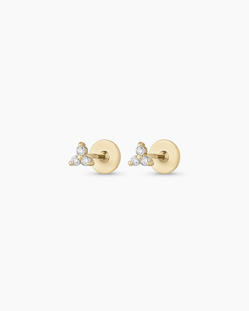 Avaline 14K Diamond Bali Flat Back Studs