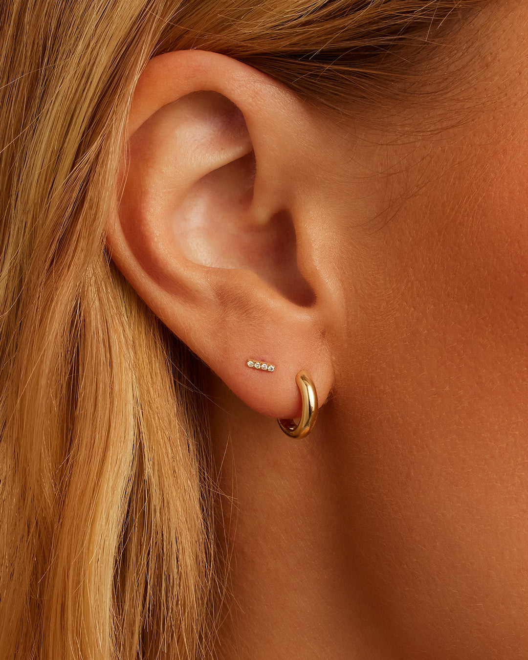 Avaline 14K Diamond Pavé Bar Flat Back Single Stud