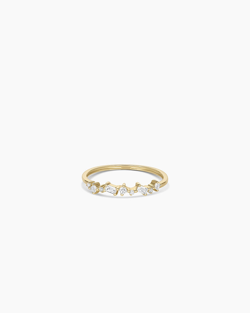 Avaline 14K Diamond and White Sapphire Amara Cluster Ring