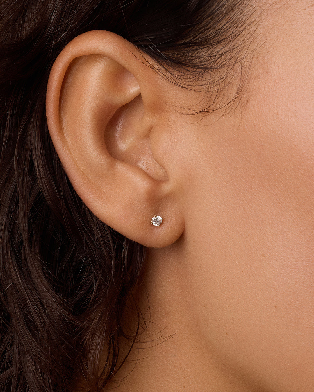 Avaline 14K Lab Grown Diamond Solitaire Flat Back Single Stud