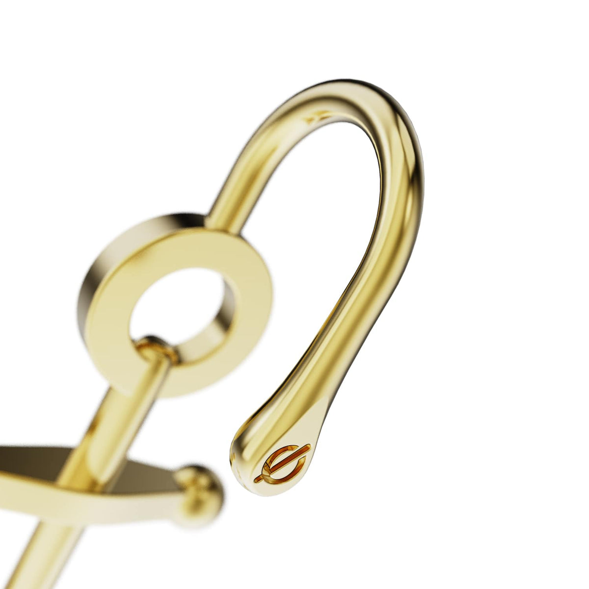 Safe Haven ear cuff in gold, the hook that sits over the ear