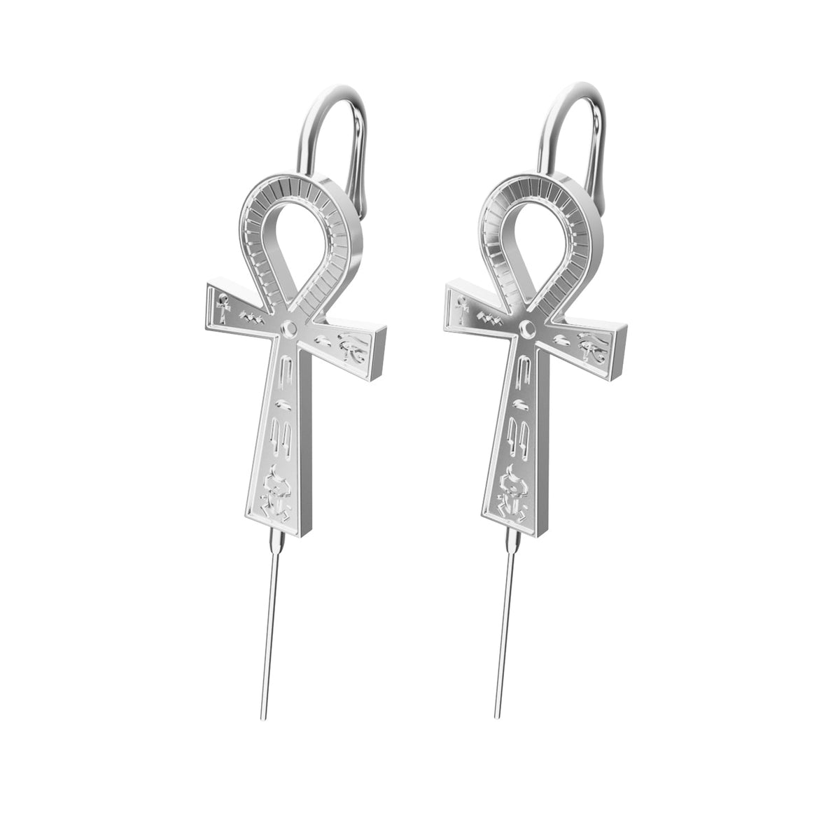 Ankh ear cuffs in silver, a pair