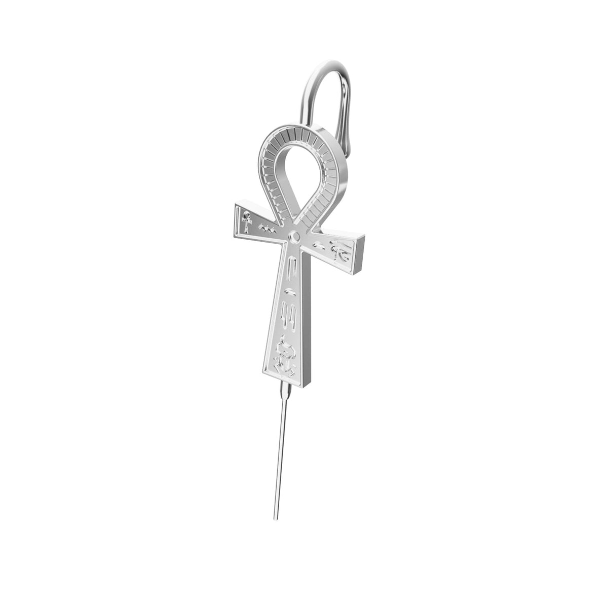 Ankh ear cuff in silver, single