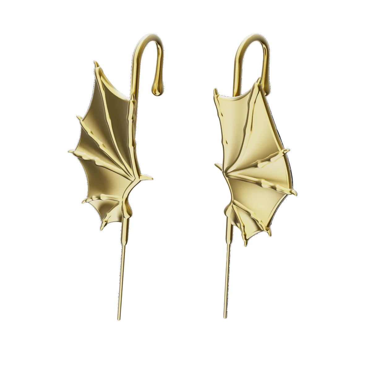 Nightfall Wings ear cuffs in gold, a pair