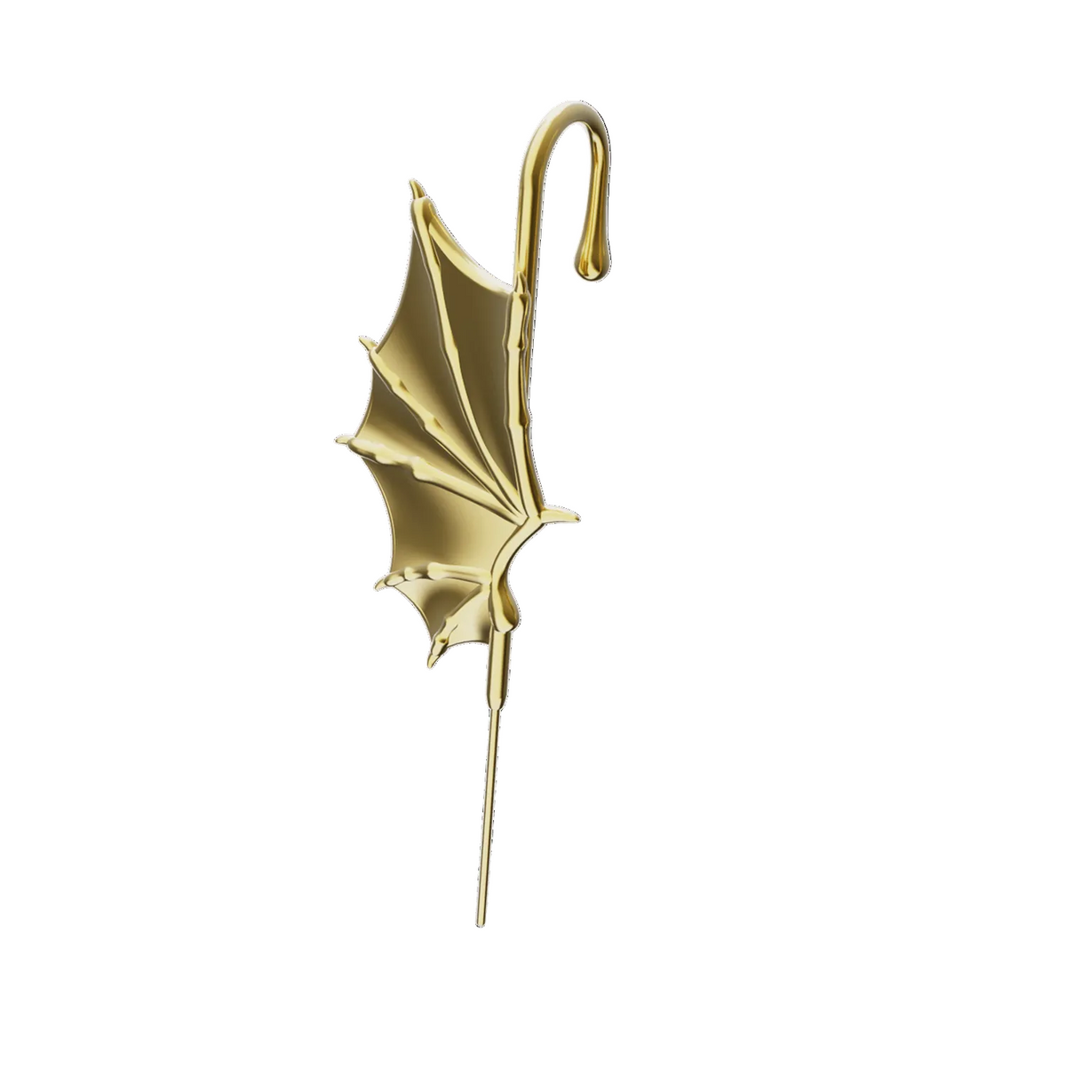 Nightfall Wings ear cuff in gold, right-ear version