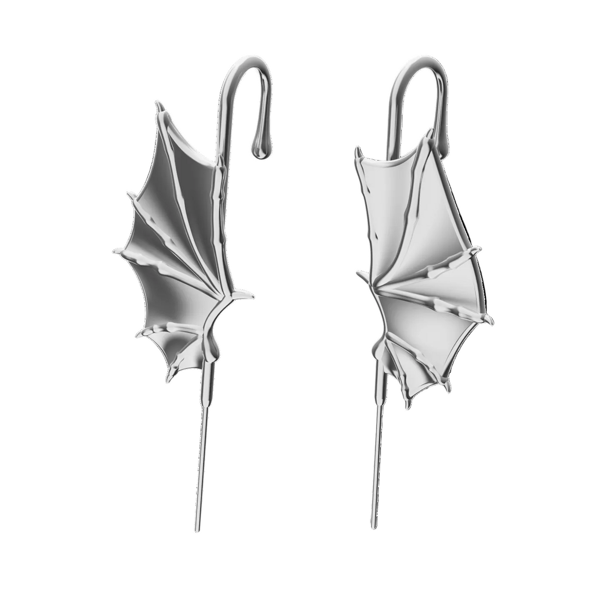 Nightfall Wings ear cuffs in silver, a pair