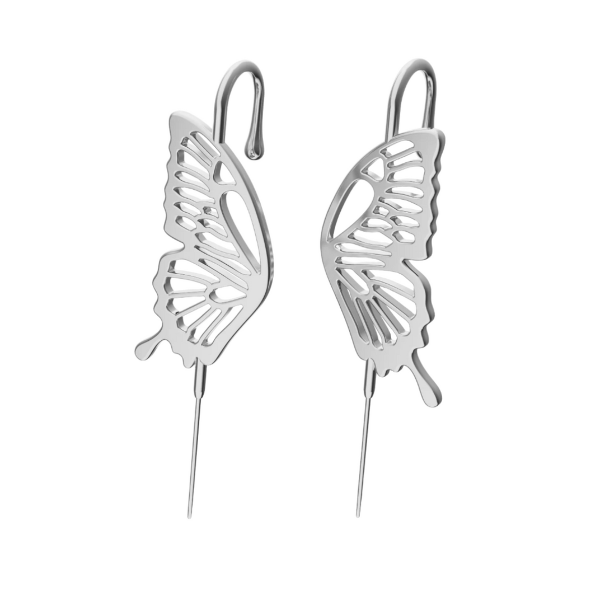 Gentle Butterfly ear cuffs in silver, a pair