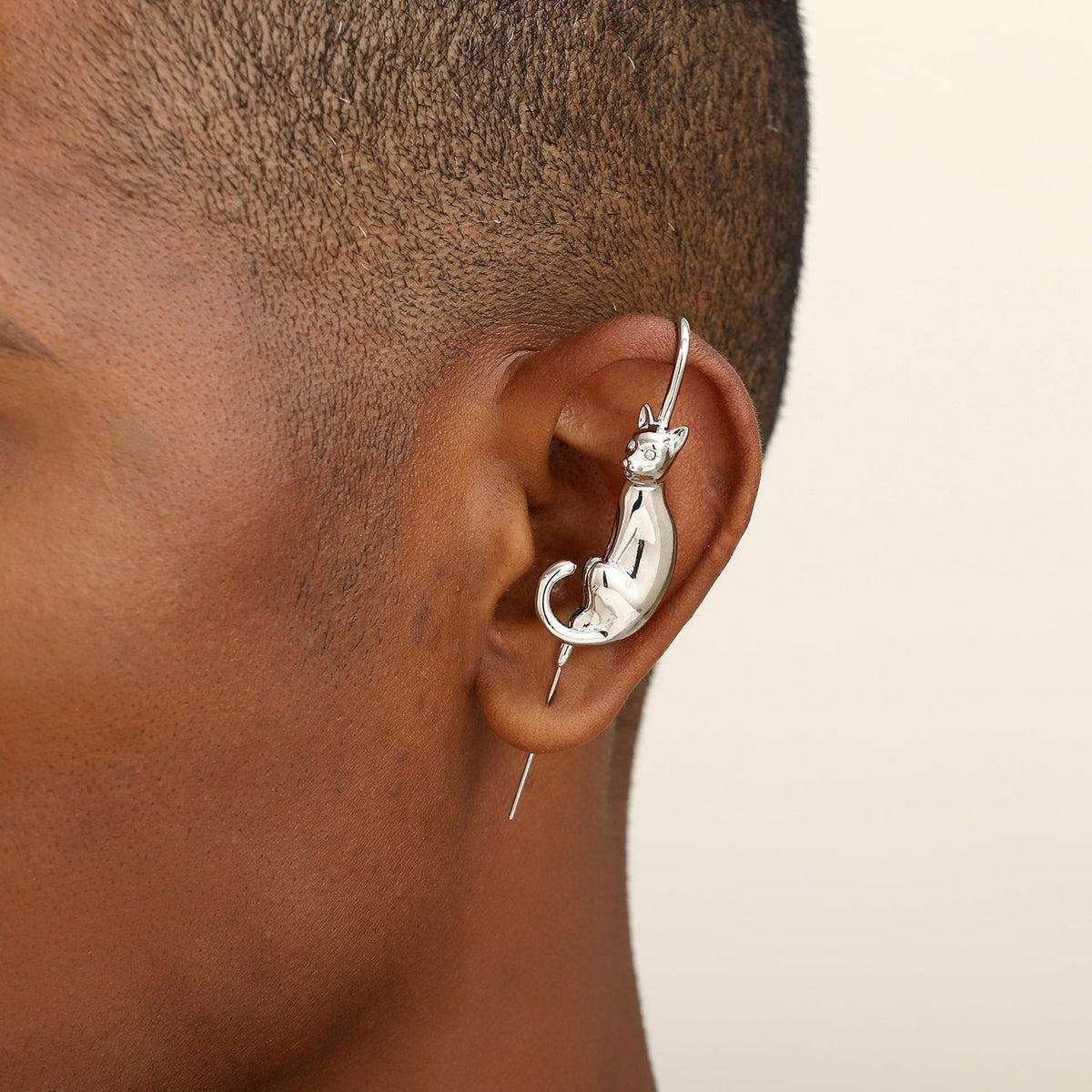 Mystic Cat ear cuff worn on the ear, profile view