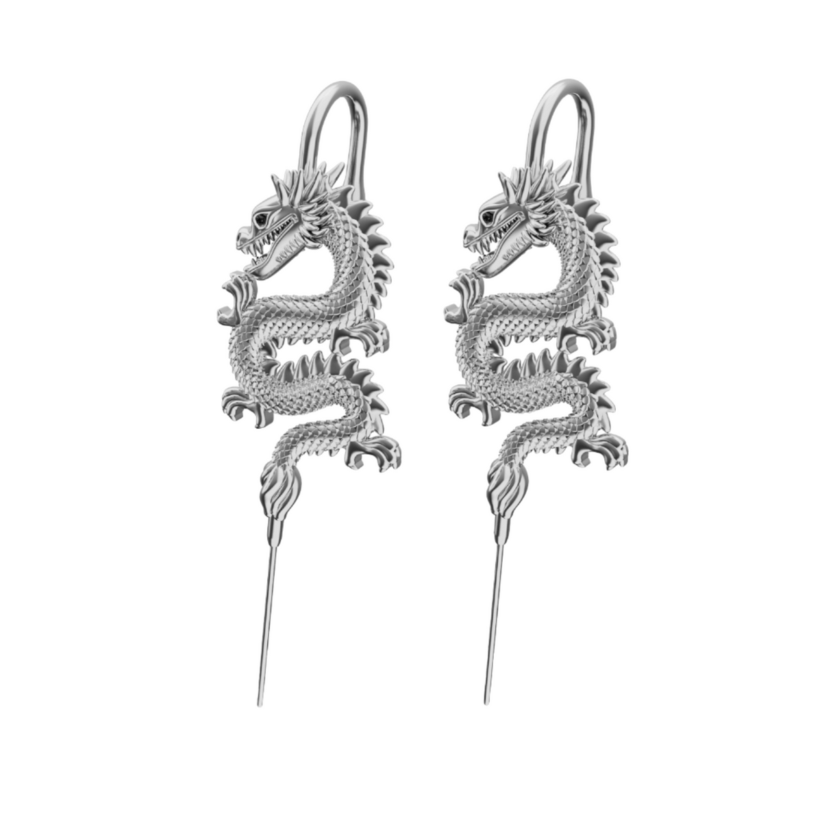 Tianlong 天龙 ear cuffs in silver, a pair