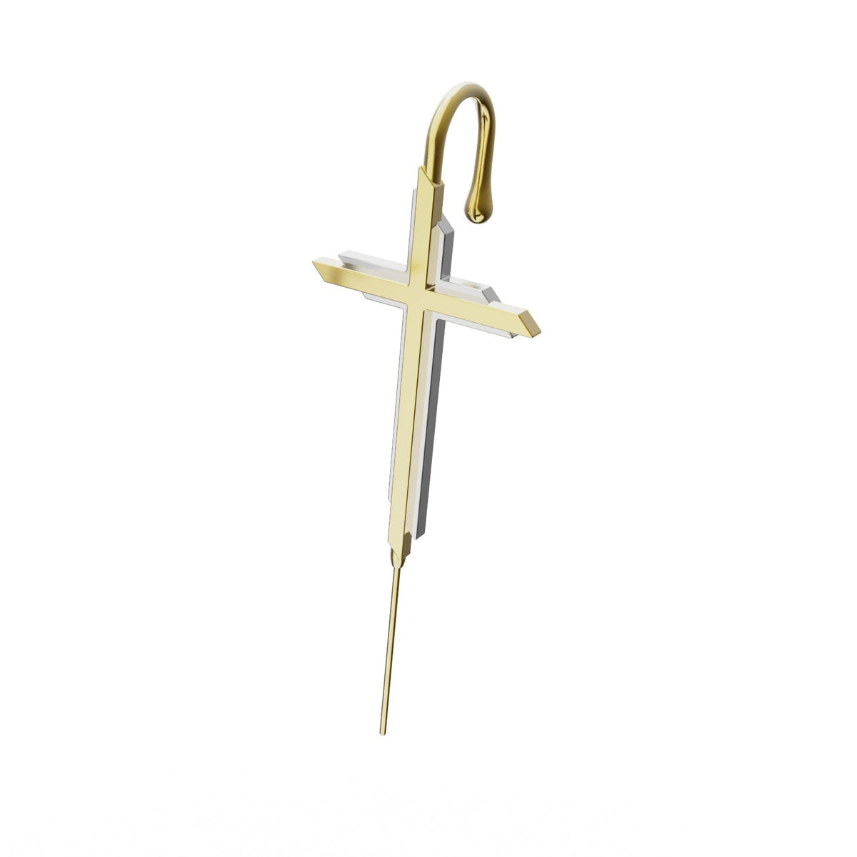 Cross ear cuff in gold, single