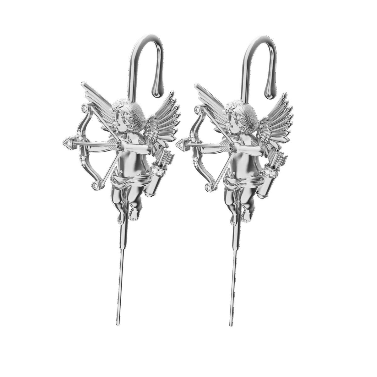 Cupid ear cuffs in silver, a pair