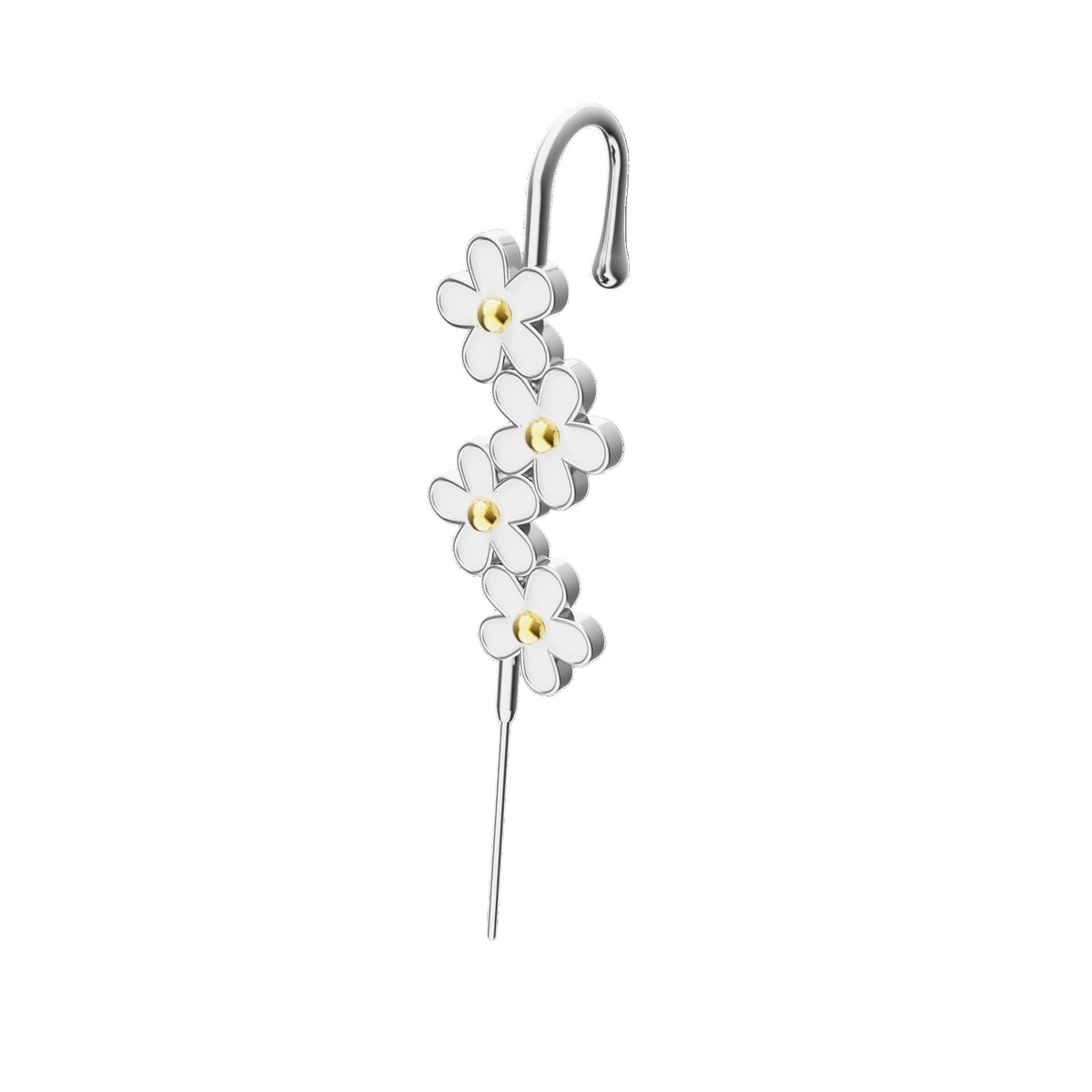 Daisy Flower ear cuff in silver, single