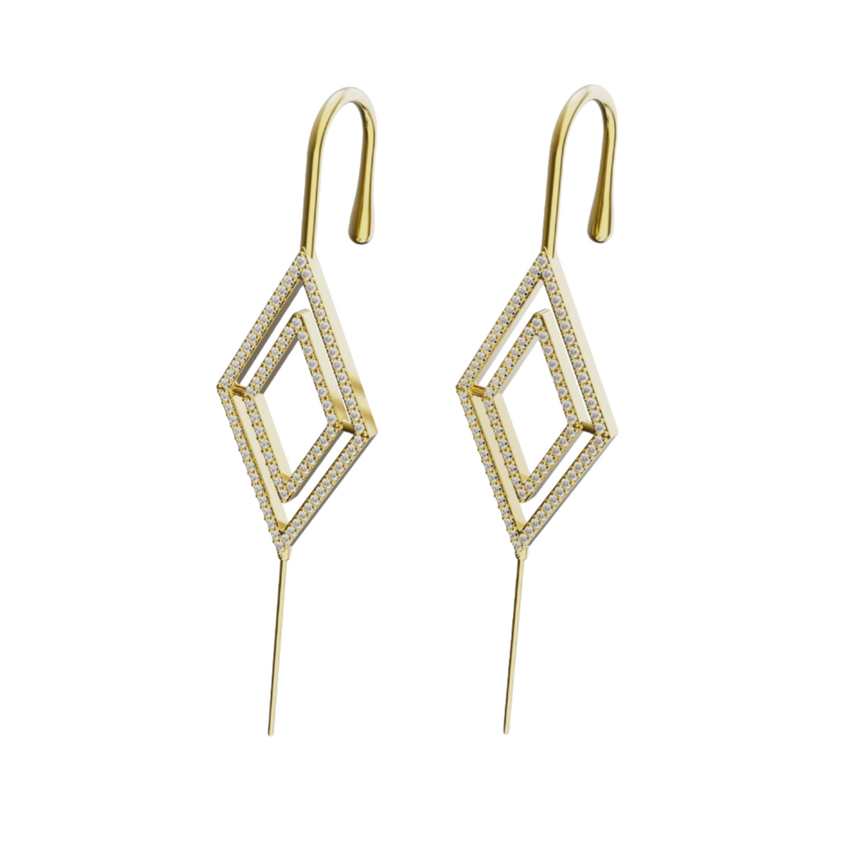 Diamond ear cuffs in gold, a pair