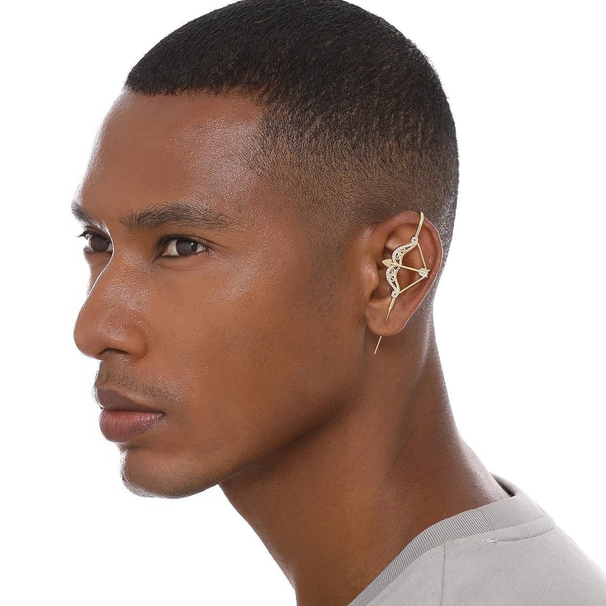 Divine Strike ear cuff worn on the ear, profile view