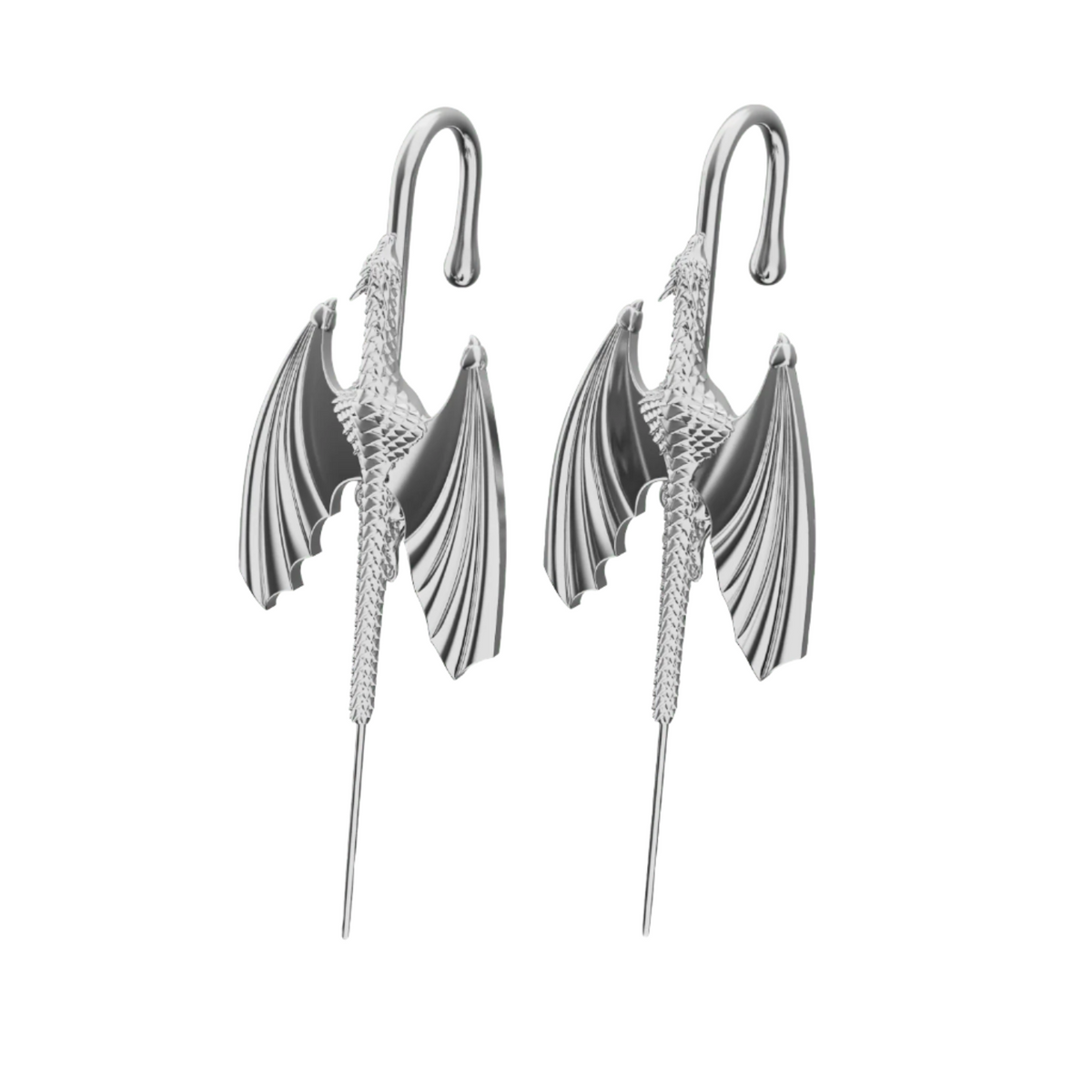 Stormscale ear cuffs in silver, a pair