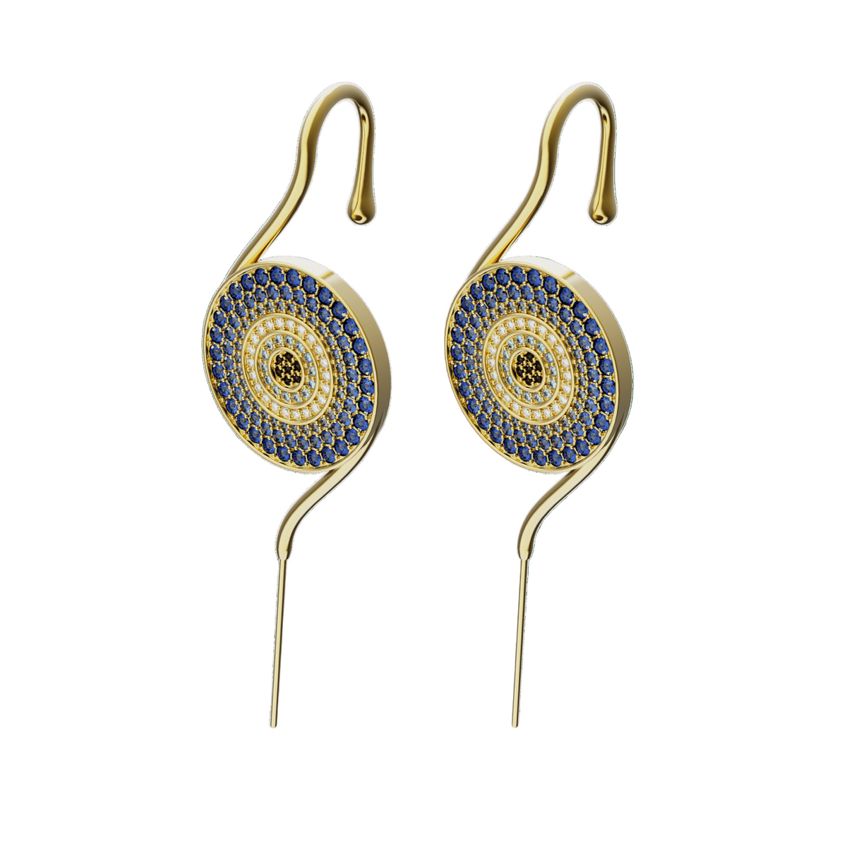 Evil Eye ear cuffs in gold, a pair