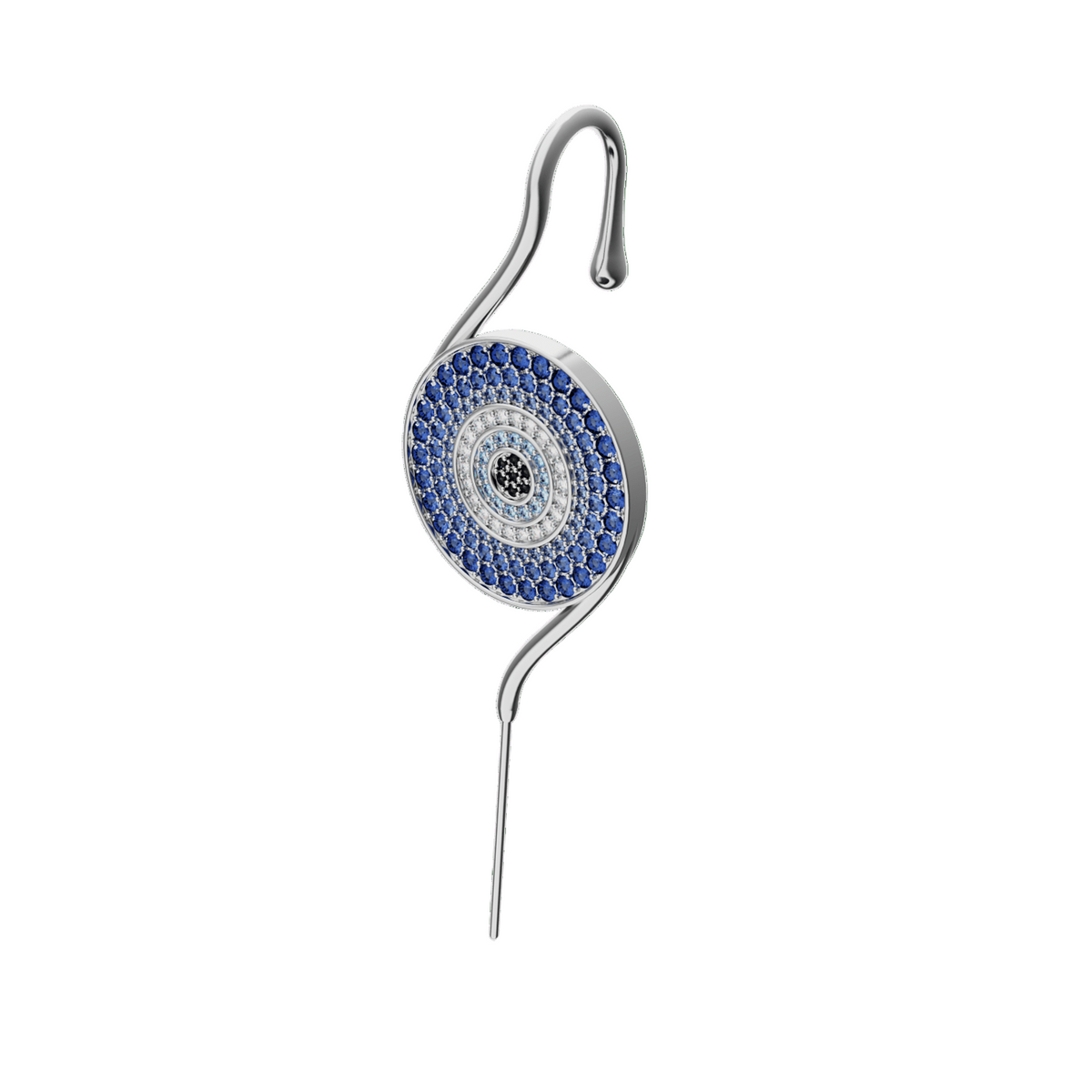 Evil Eye ear cuff in silver, single
