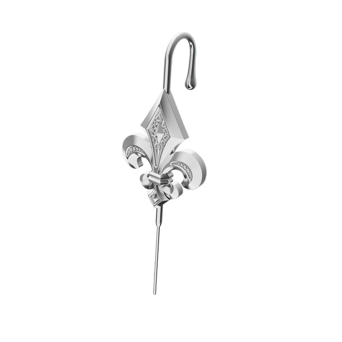Fleur De Lys ear cuff in silver, single