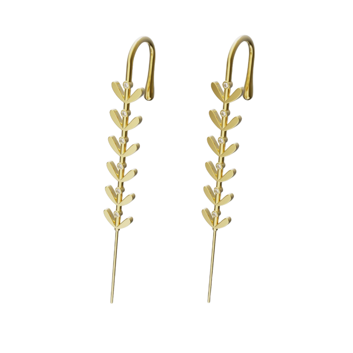Flora ear cuffs in gold, a pair