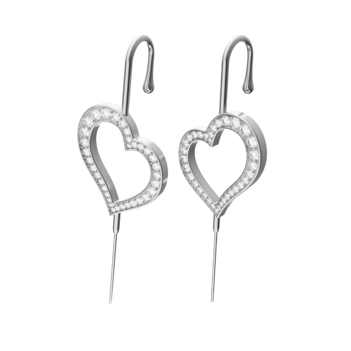 Pure Heart ear cuffs in silver, a pair
