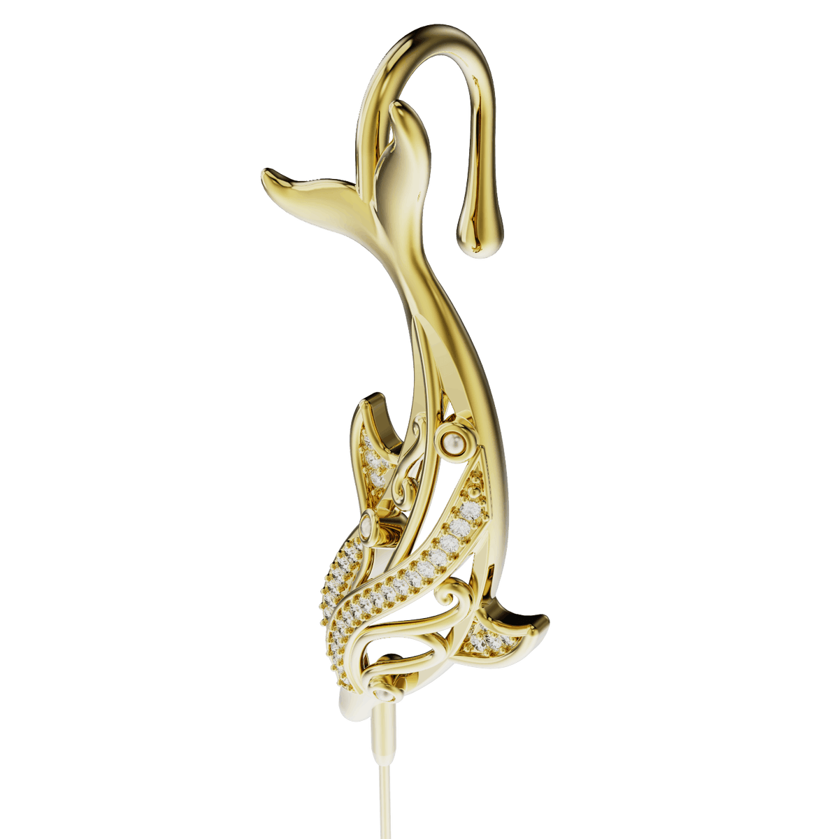 Graceful Dolphin ear cuff, detail of the design