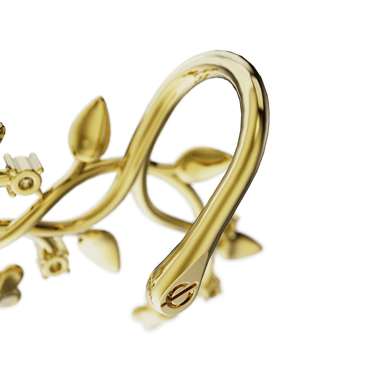 Flourishing ear cuff, detail of the design