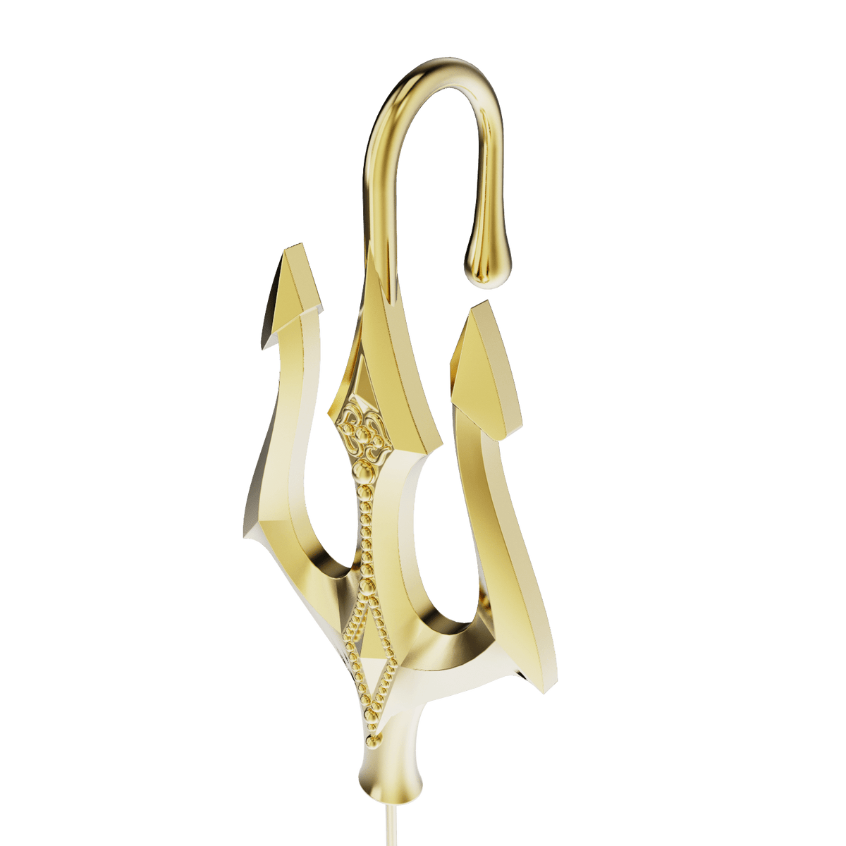 Poseidon's Trident ear cuff, detail of the design