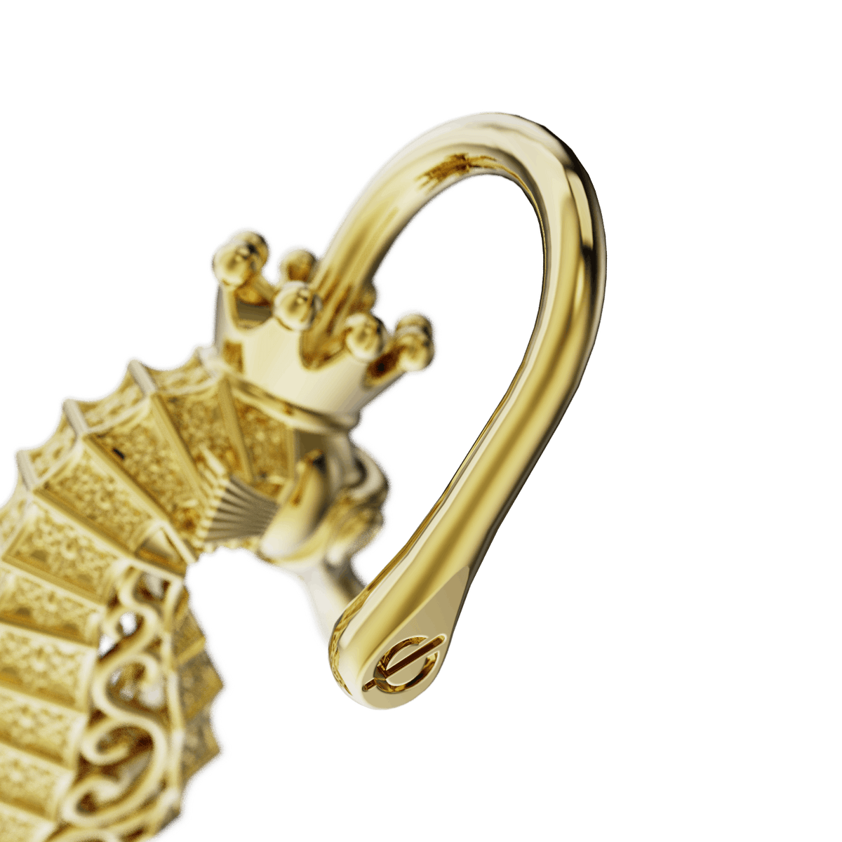 Imperial Seahorse ear cuff, detail of the design