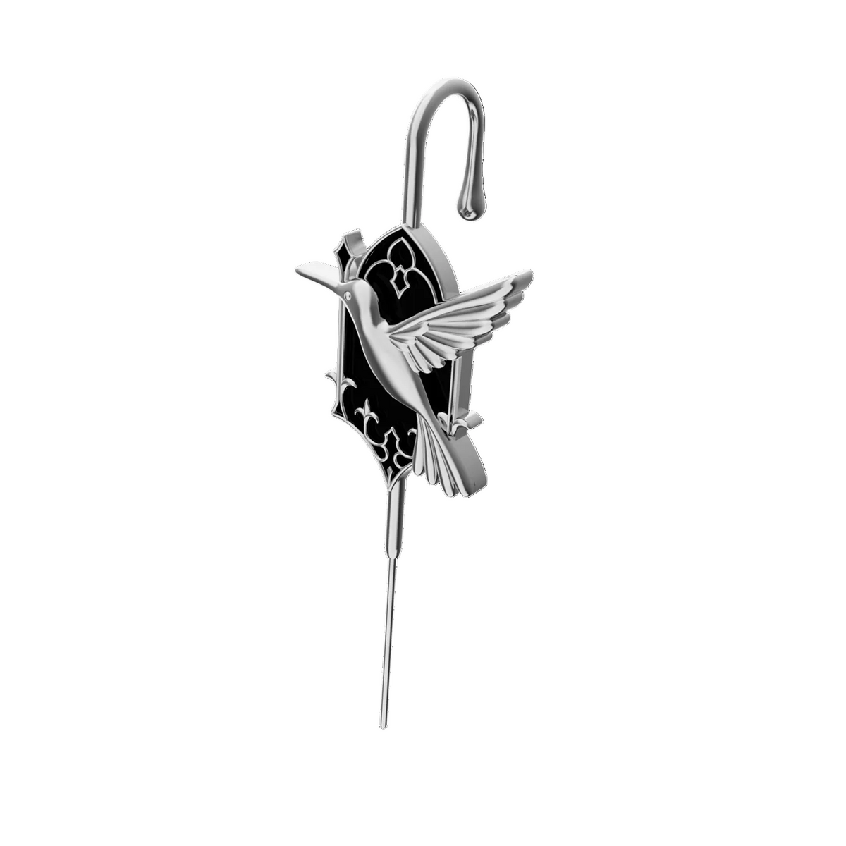 Hummingbird ear cuff in silver, single