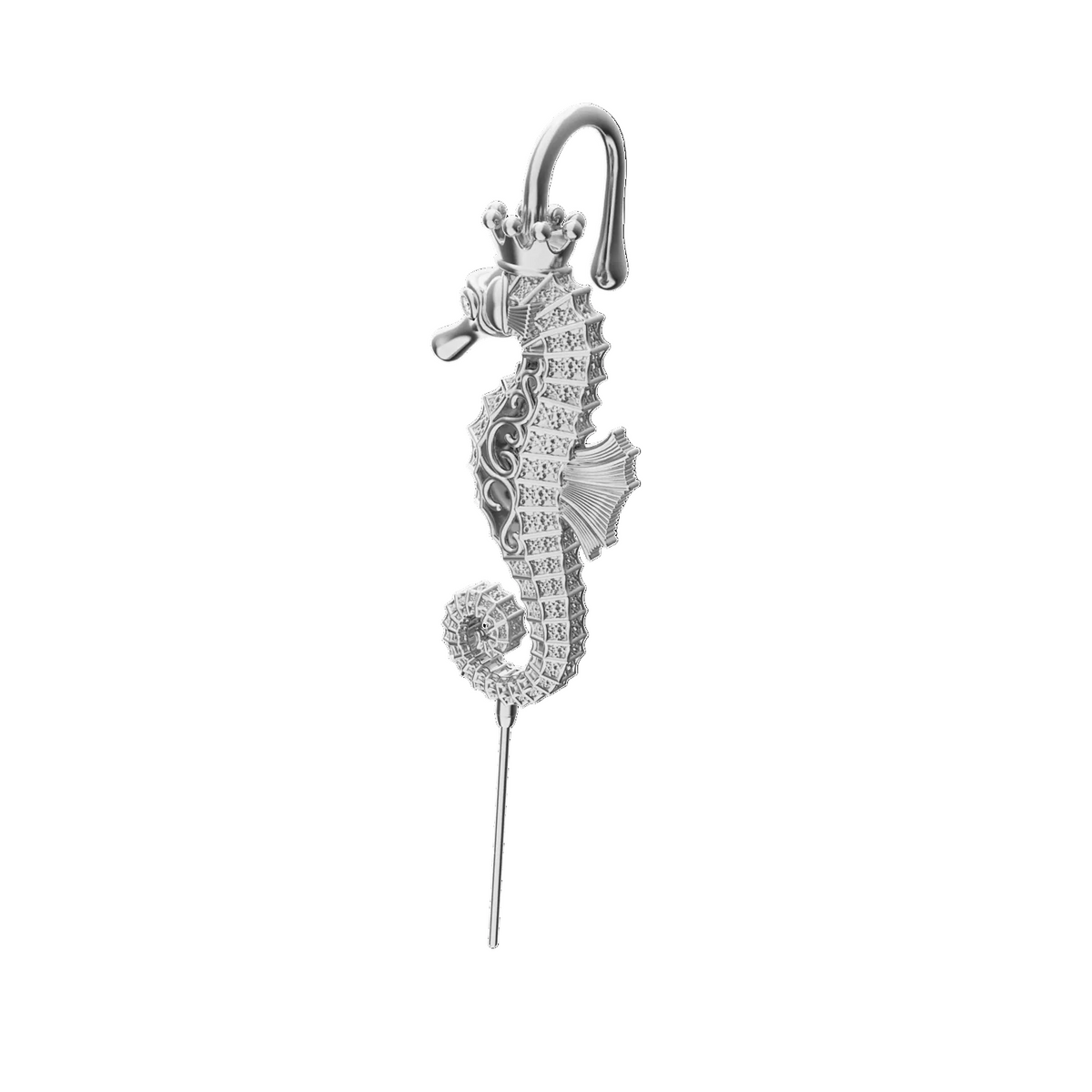 Imperial Seahorse ear cuff in silver, single