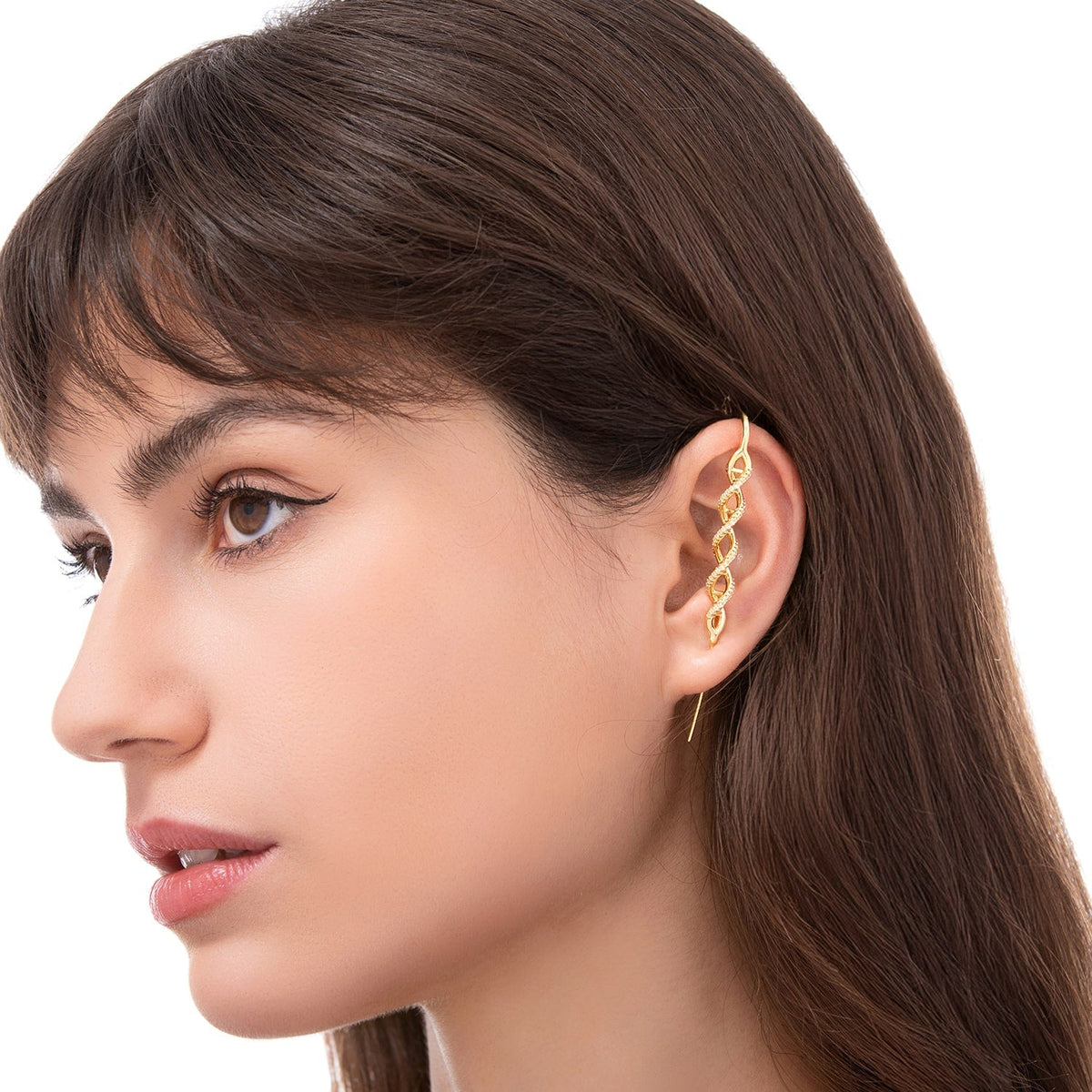 In My DNA ear cuff worn on the ear, profile view