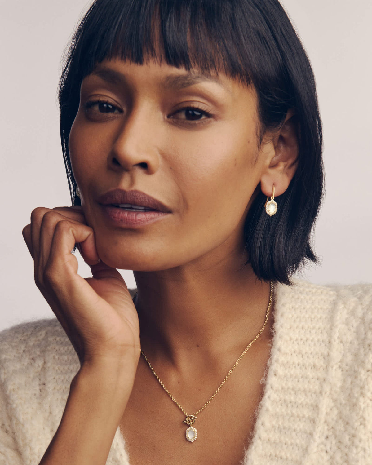 Avaline Daphne Crystal Frame Gold Drop Earrings