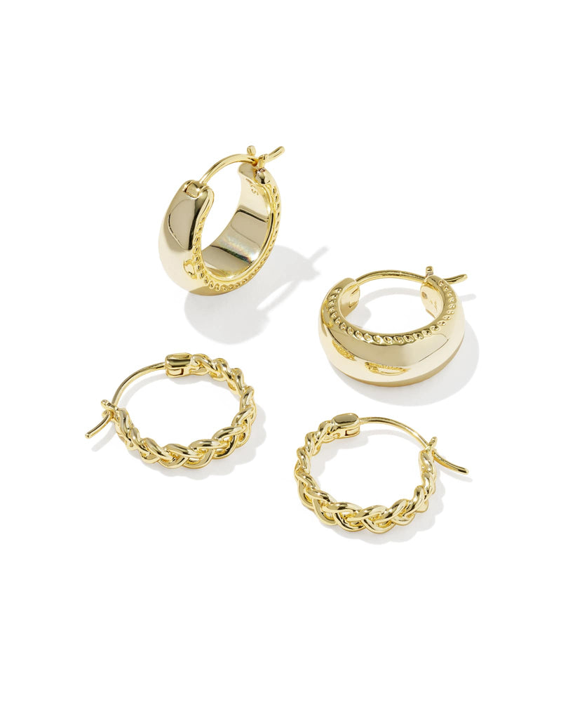 Avaline Gabriella Vintage Silver Set of 2 Huggie Earrings