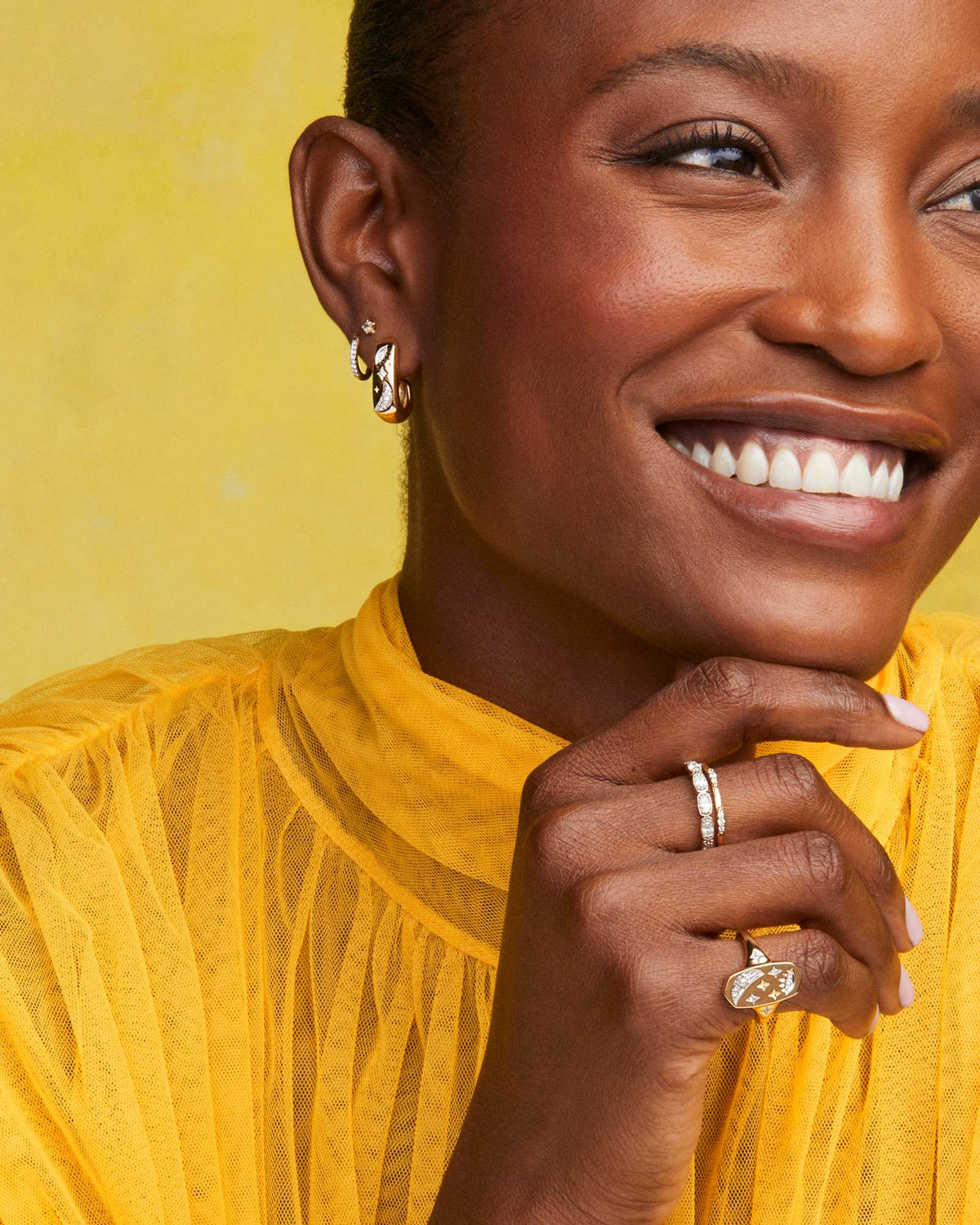 Avaline Skye Celestial 18k Yellow Gold Vermeil Cocktail Ring