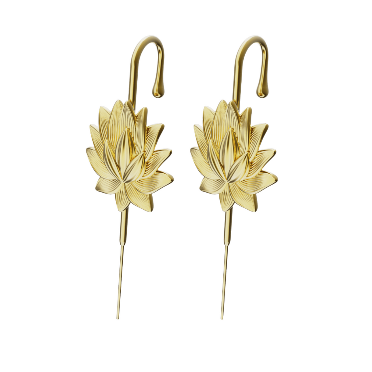 Lotus Bloom ear cuffs in gold, a pair