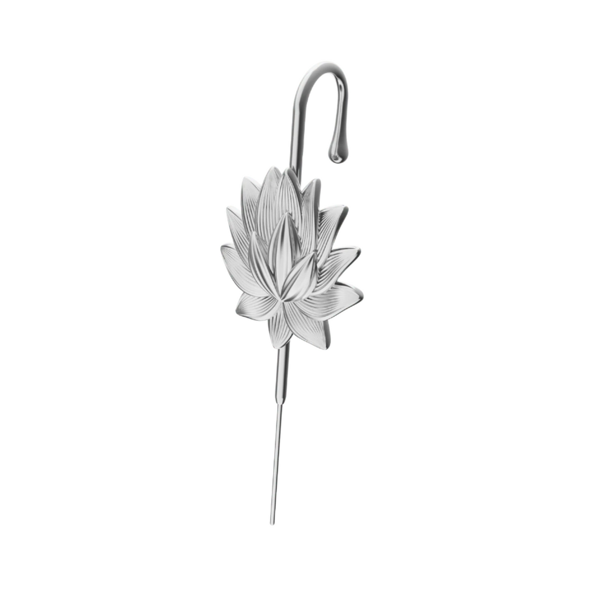 Lotus Bloom ear cuff in silver, single