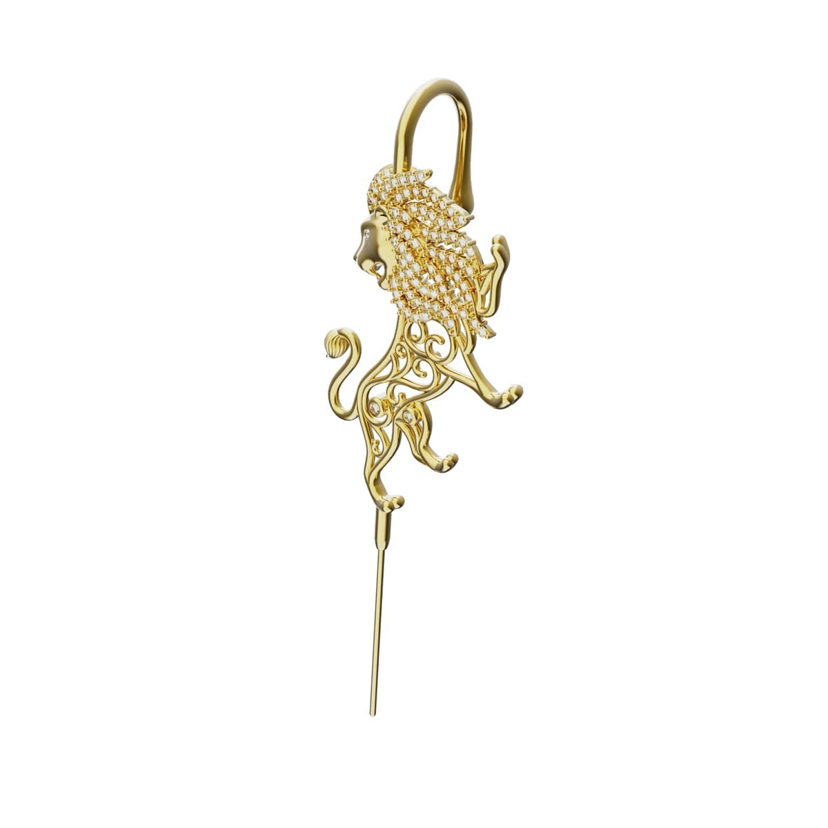 Majestic Lion ear cuff in gold, single