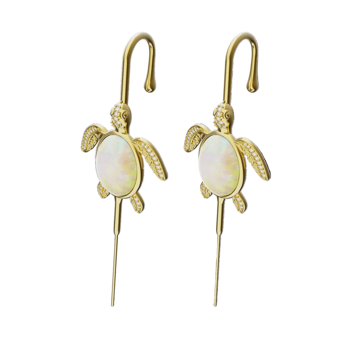 Ocean Guardian ear cuffs in gold, a pair