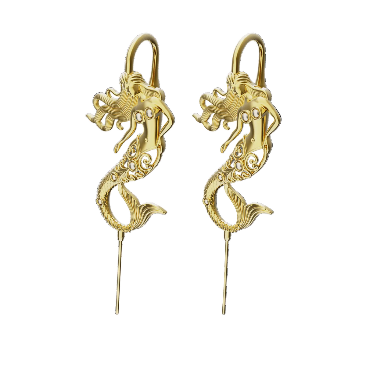 Ocean Siren ear cuffs in gold, a pair