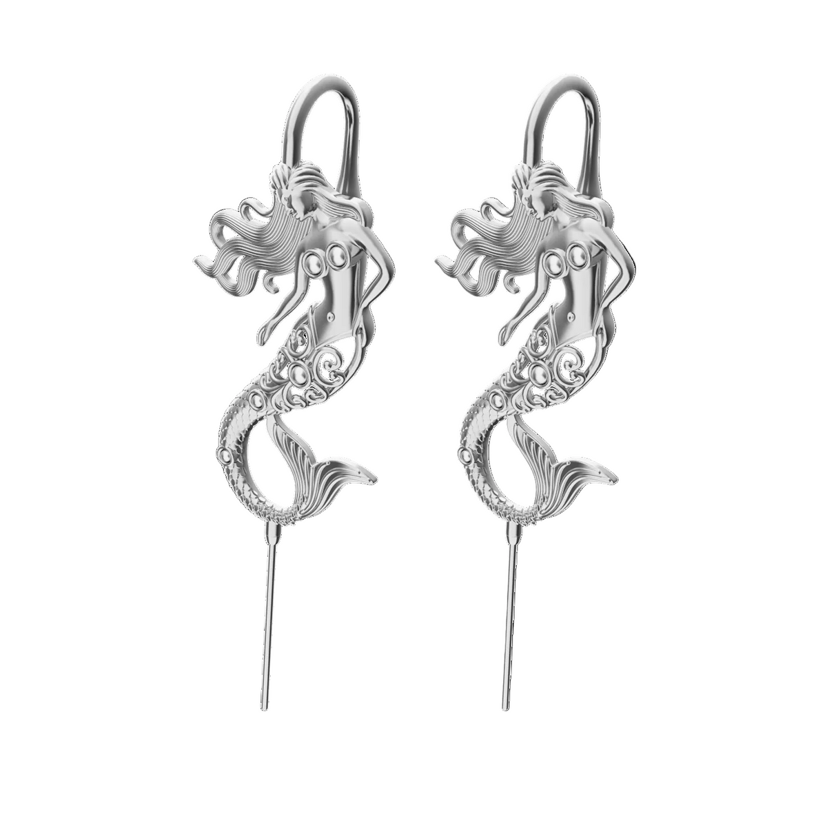 Ocean Siren ear cuffs in silver, a pair