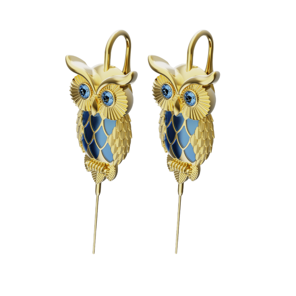 Night Owl ear cuffs in gold, a pair
