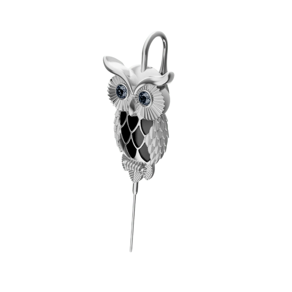 Night Owl ear cuff in silver, single