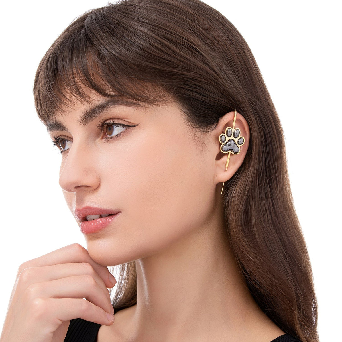 Pawfect ear cuff worn on the ear, profile view