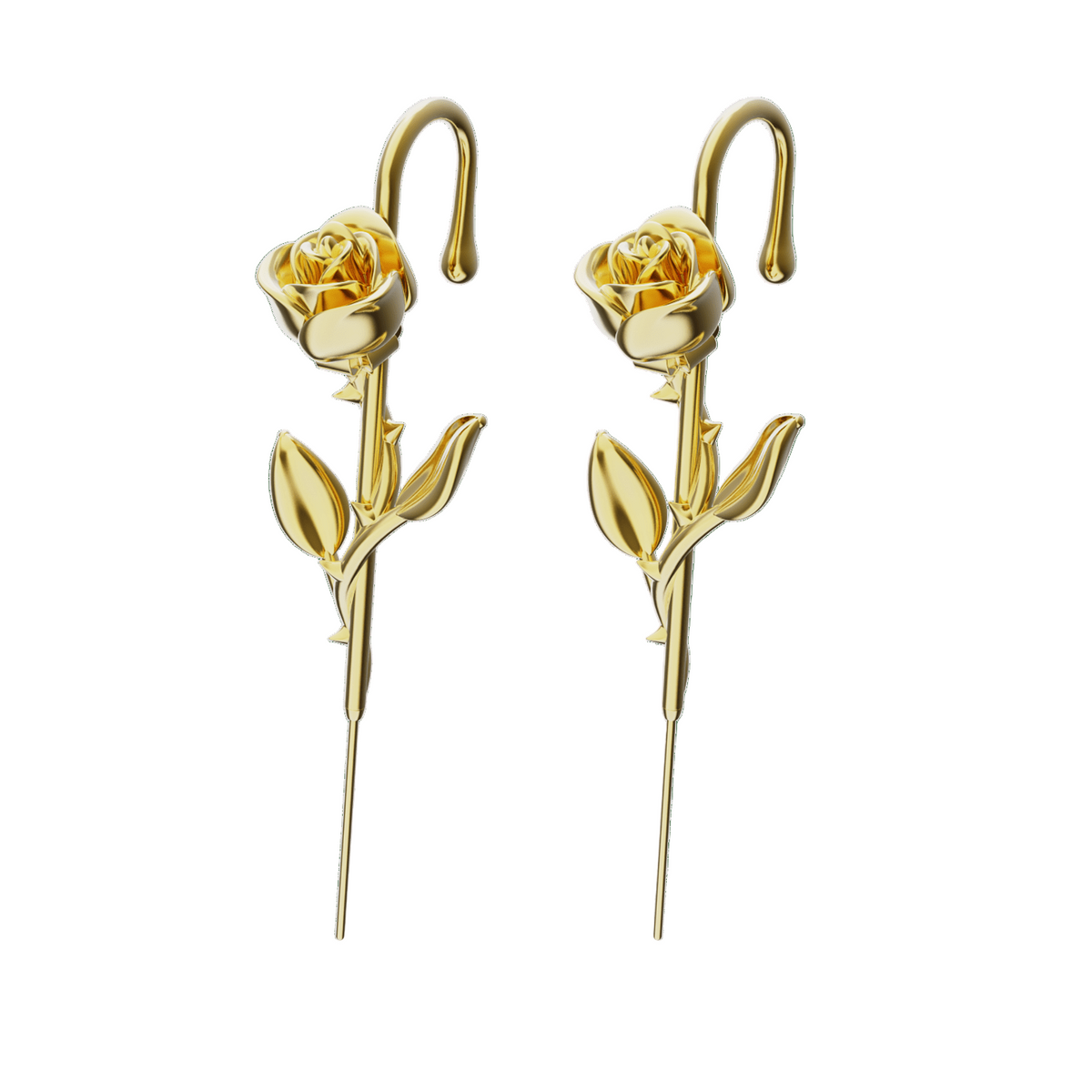 Radiant Rose ear cuffs in gold, a pair