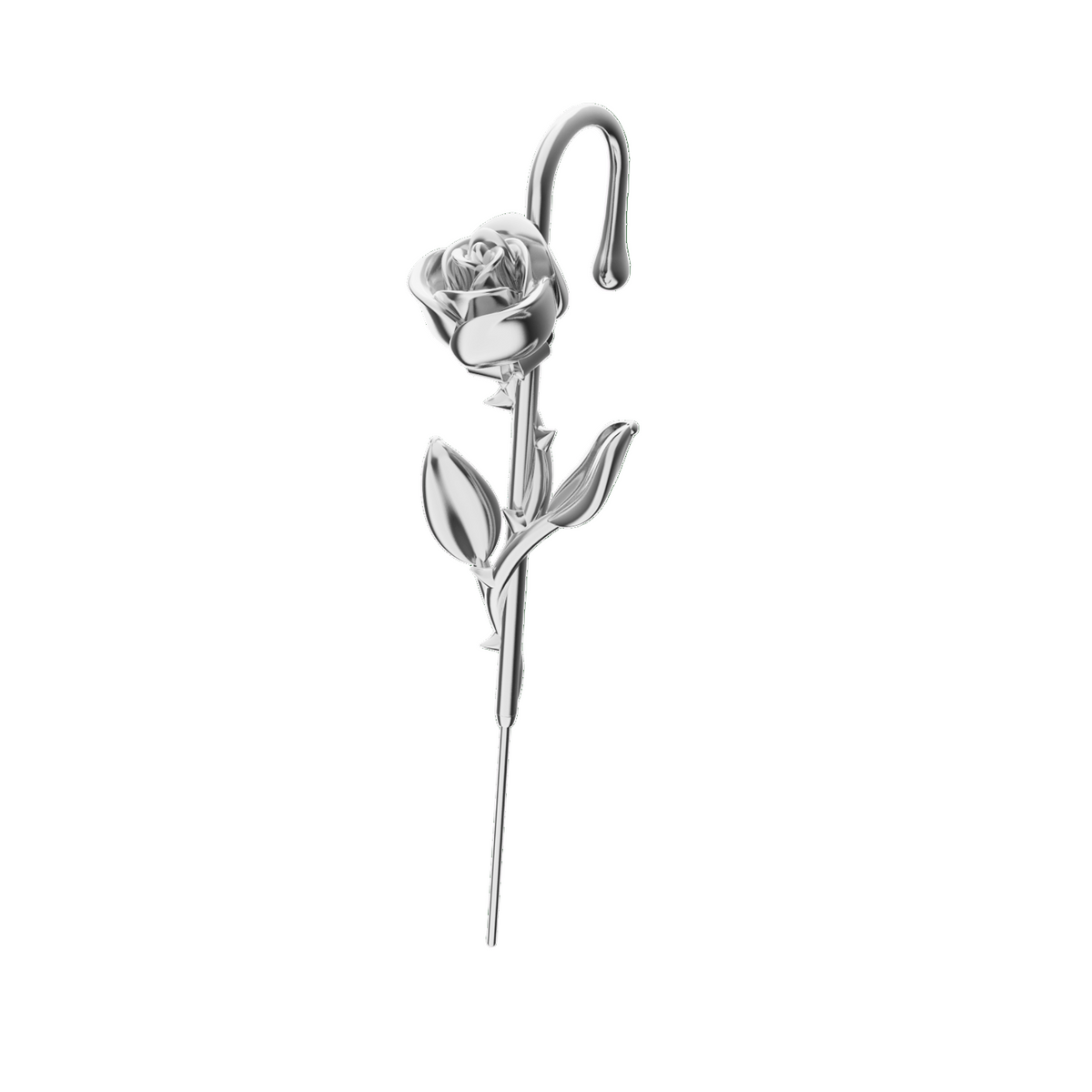 Radiant Rose ear cuff in silver, single