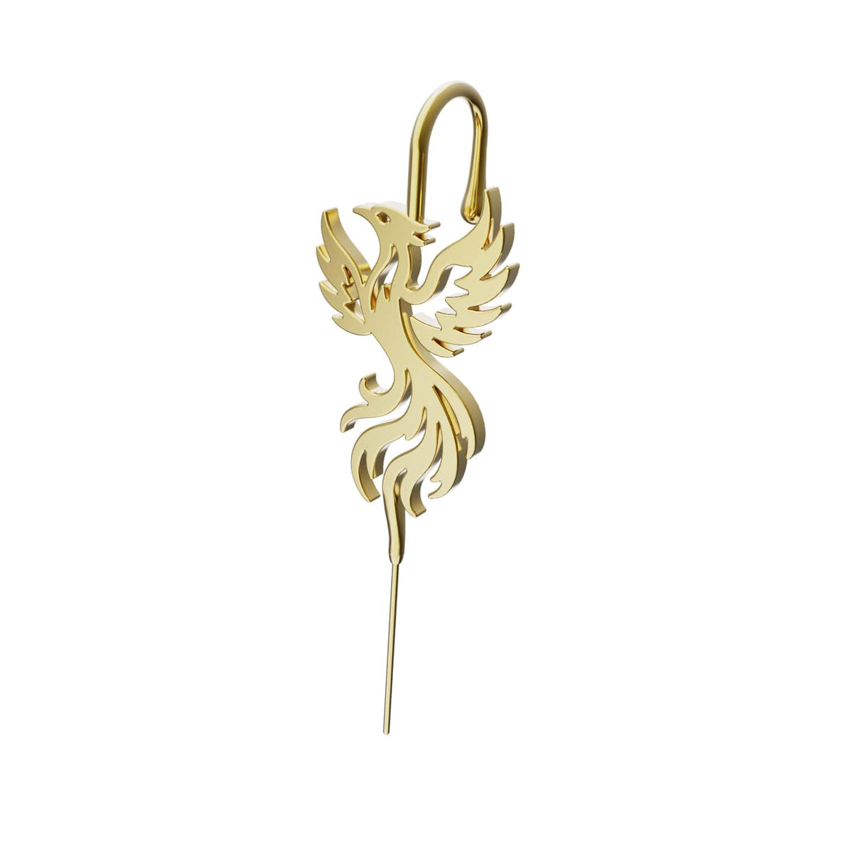 Rising Phoenix ear cuff in gold, single